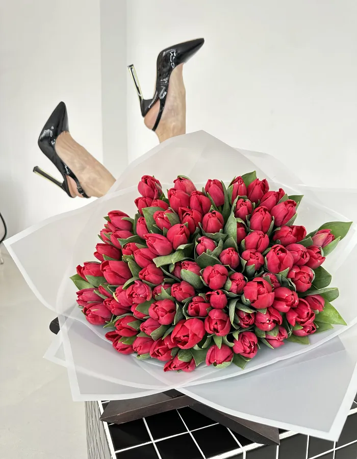 Bouquet of 51 Red Tulips