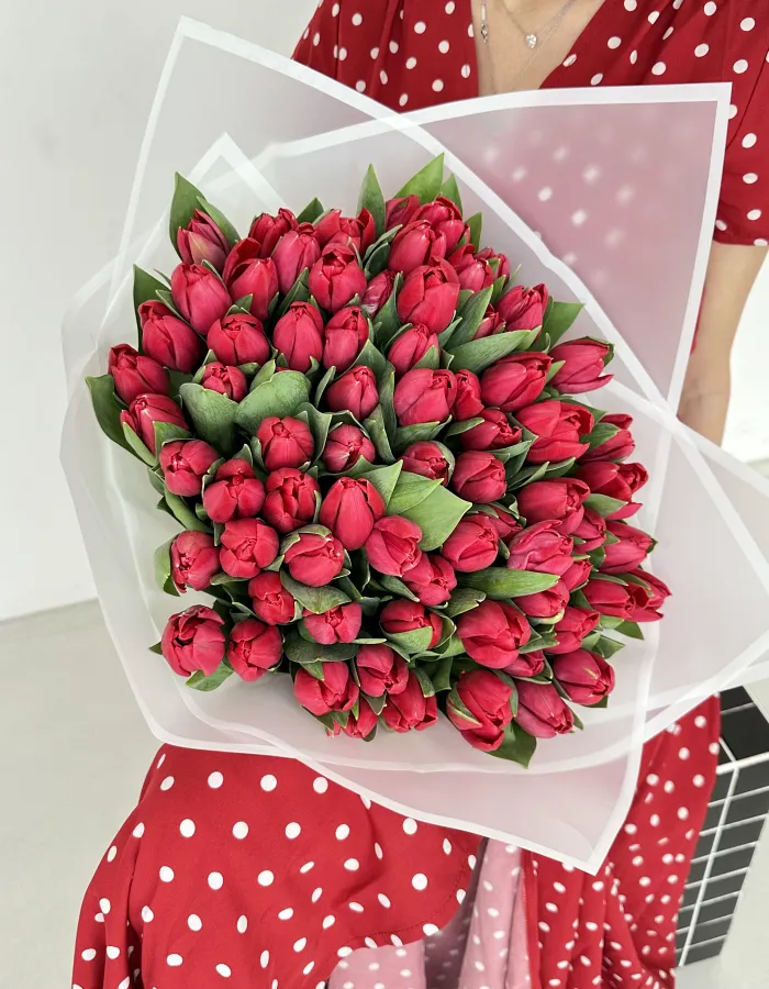 Bouquet of 51 Red Tulips