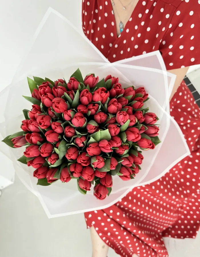 Bouquet of 51 Red Tulips