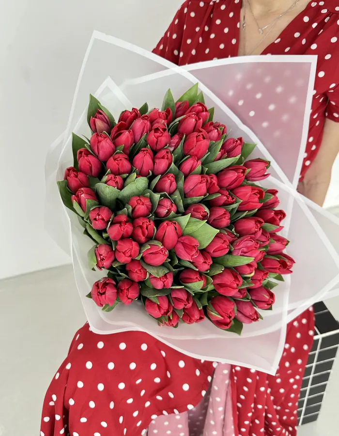Bouquet of 51 Red Tulips