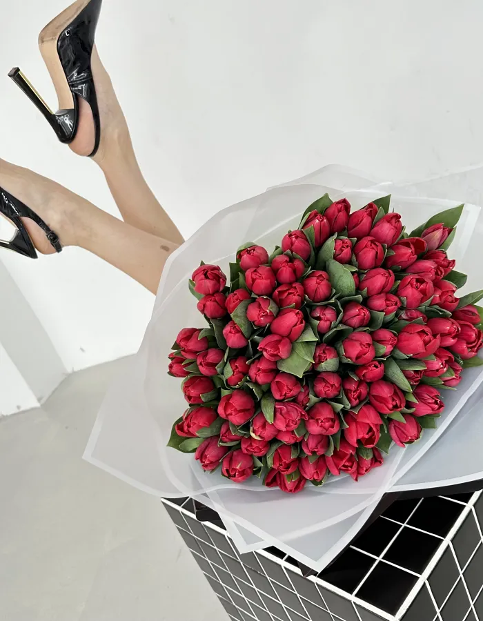 Bouquet of 51 Red Tulips